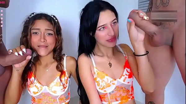 A white whore and a brunette, both teenagers share the cock of two strangers who don't miss the chance to break their fragile throats.