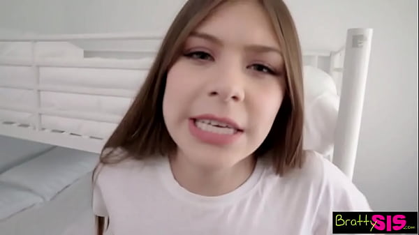 Cute brunette stepsister bounces on bed and enjoys fucking [spanish]