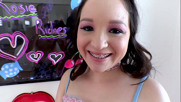 ROSIE RICHES First Timer Cutie 18 YO Braces Cutie Fucked by Huge Cock POV and Huge Load Cum Swallow - WoW! A