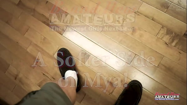 Petite Blonde Myaa Gets Her Twat Fingered As She Gives A Footjob To A Cock!