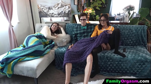 FamilyOrgasm - Sister and Stepbrother Fuck Beside Sleeping Stepmom