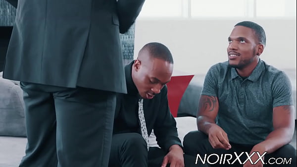 Good looking white guy services two massive black dicks