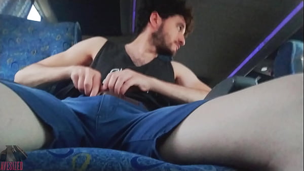 I’m riding the bus all alone so I pull my cock out
