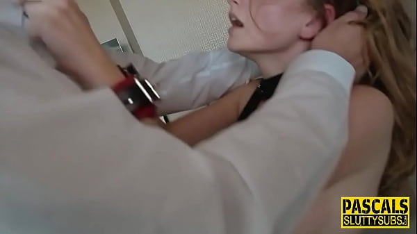 Hot bdsm babe throating dick