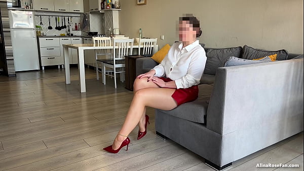 Female Domination Handjob and Legs Fuck in Pantyhose and High Heels