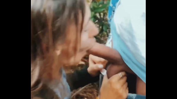 Me - Teen Girl Cum Swallow in Public Park Outdoors and Sucks Cock, pulls hairy Balls, Blowjob POV