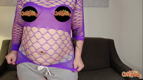 Belly Rubbing Fetish Queen: Purple Mesh Tease Thumbnail