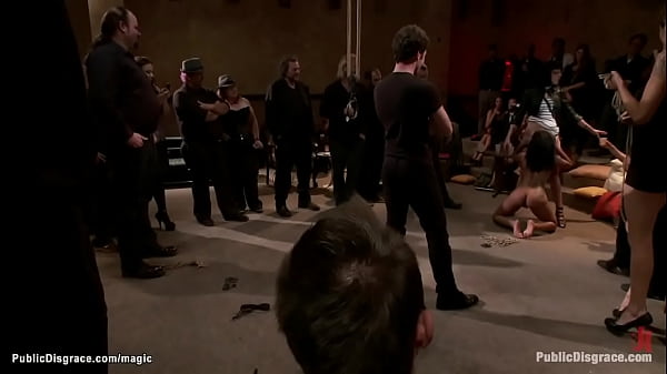 Petite bound ebony ass fucked in public