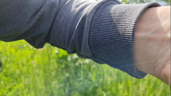 The exhibitionist man saw a lonely girl in nature and took out his dick in front of her and began to masturbate the dick in front unfamiliar beauty, he risks scaring her, but she likes to look at a big male dick and wants to see his cumshot