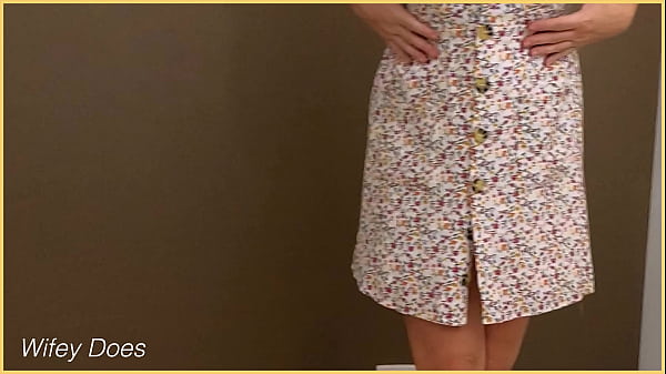 Wife tries on hot summer dress - no panties