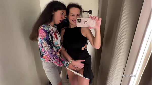 Two horny bitches in the public locker room