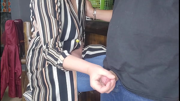 Stepmom jerking me off after work