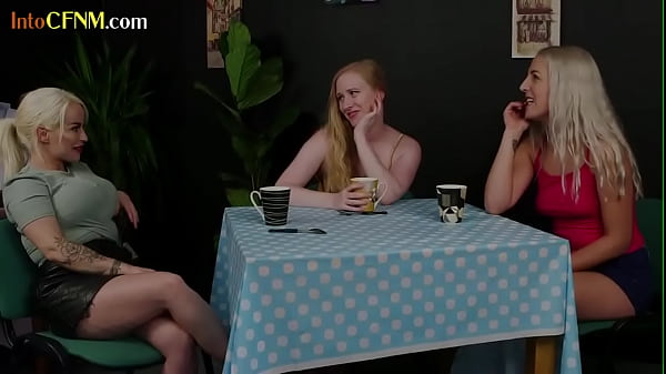 BJ and HJ CFNM amateur babes give oral session in group