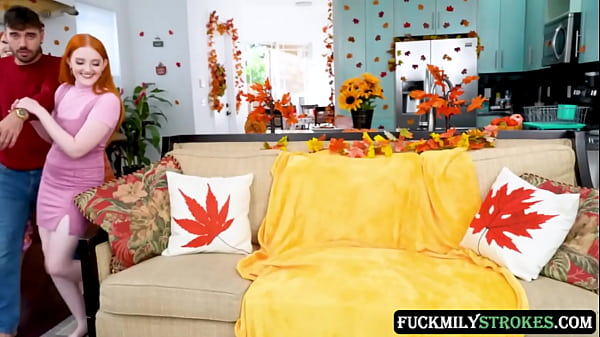 This Thanksgiving horny redhead stepsisters Arietta Adams and Cherry Fae fuck their stepbrother in the living room, while their stepdad fucks their stepmom in the dining room.