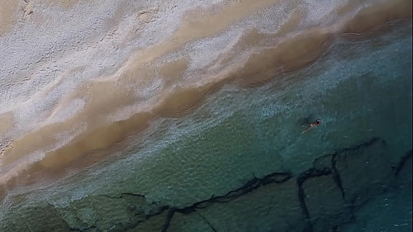 Drone exibitionism on Nudist beach