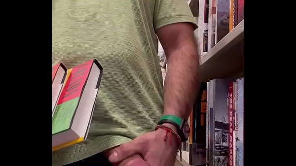 Jerking off at the bookstore. Public masturbation