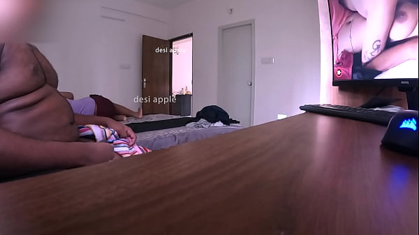 Watching porn and masturbating infront of maid while wife sleeping