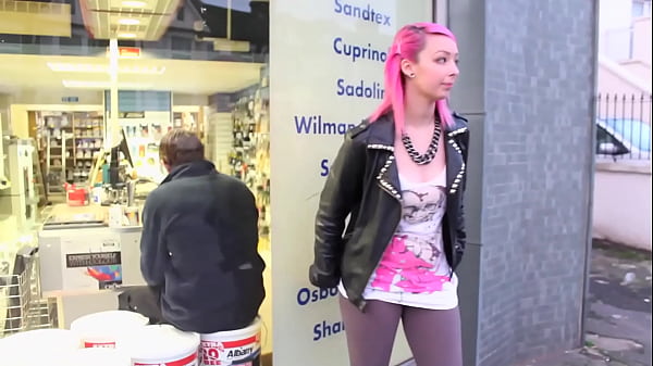Beautiful and very slutty slut shows her ass in public while pissing between her legs