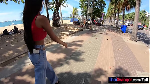 Amateur Thai teen with her 2 week boyfriend out and about before the sex