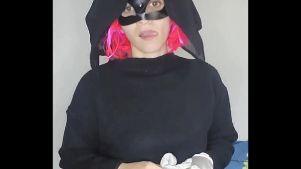 See my passionate self-pleasure with a kitty mask and big tits