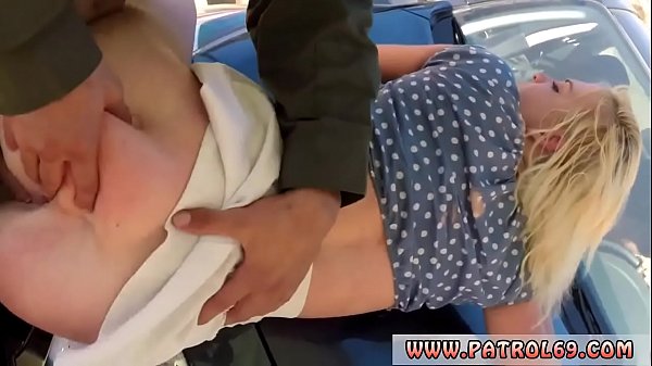 Anime police Blonde honey does it on the spandex hood of a car before Thumbnail