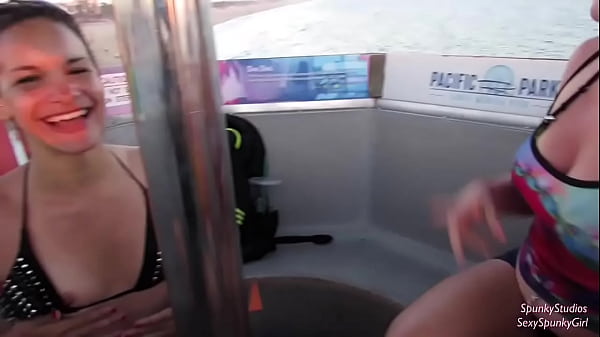 Must See! Risky Public Double Blowjob on a Ferris Wheel with Teen & MILF