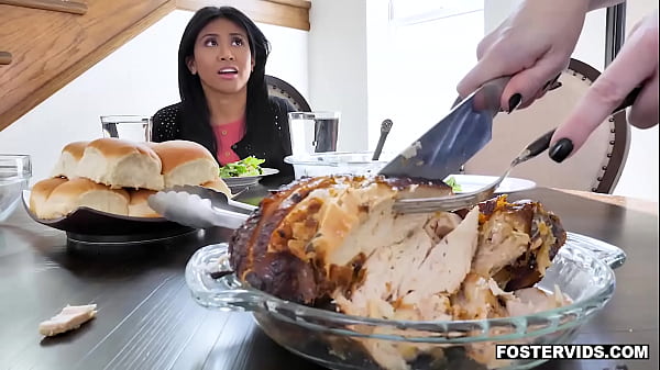 Asian teen stepdaugther Ember Snow finally met her new foster stepparents Summer Hart and Will Tile. She made a mistake and punished with a stepfamily 3some sex.