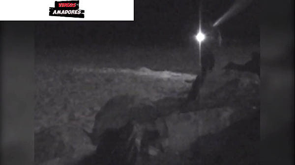 Filmei um casal fazendo sexo na praia a noite. Um segurança botou eles pra correr