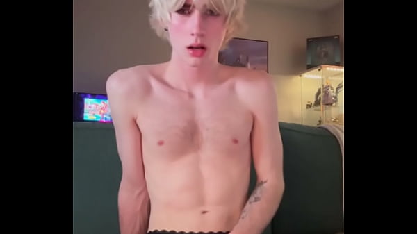 cute blonde twink trxisxtanx jerks off in sexy underwear