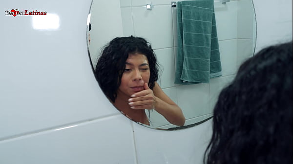 18 year old teenage amateur latina girlfriend gets fucked by a big dick, squeals with pleasure