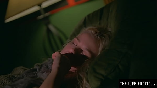 Stunning blonde drenched in sweat as she masturbates to an orgasm