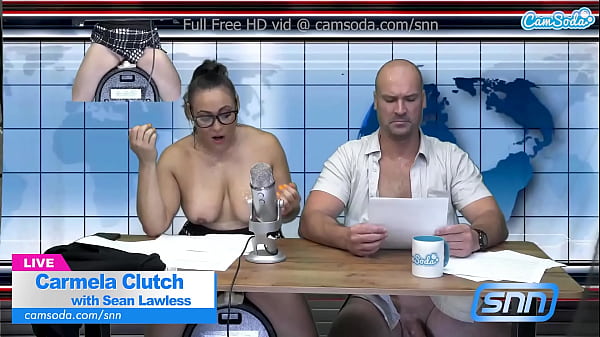 Big Boobs MILF sucks and fucks during live news feed