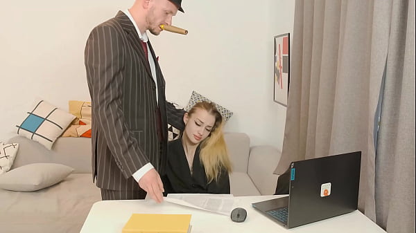 skinny secretary gets rough anus streched with pee on the end