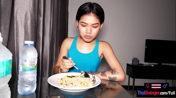 Tiny Thai amateur teen girlfriend Namtam homemade dinner and fucked