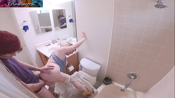 Masturbating stepmom in the bathroom invites stepson in for sex