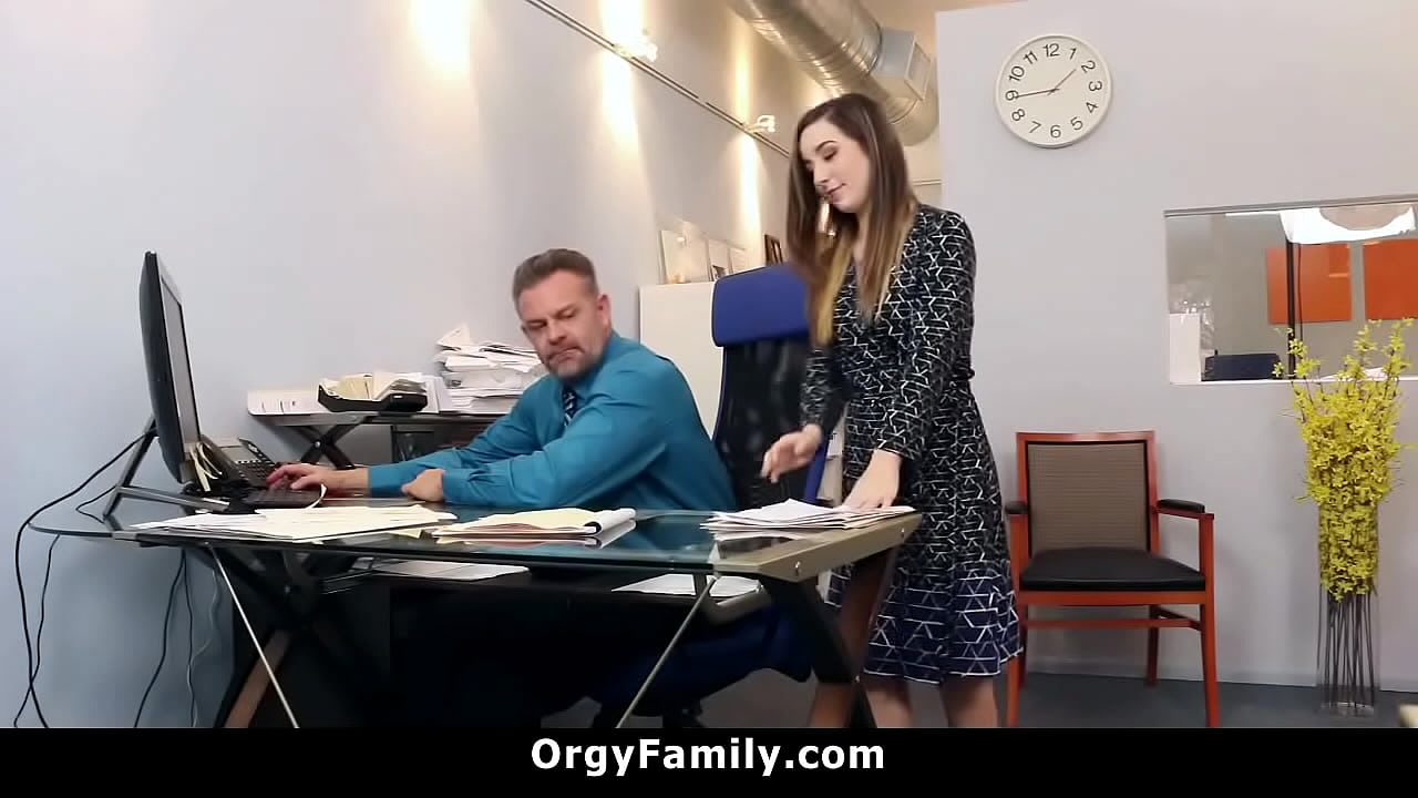 Finds Out His Stepdaughter is Whore and Fucks in Office