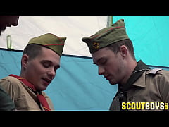  - SCOUT BOYS - Tattooed Scoutmaster hammers twink Scouts raw on campout