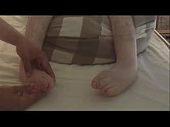  - Disabled guy gets a foot massage and handjob from his niece