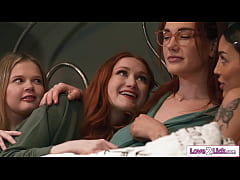  - Redhead milf stepmom has sex with her stepdaughter and bffs