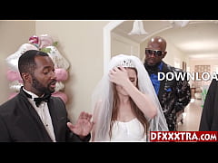  - Sexy teen bride Aften Opal fucks husbands black friends and enjoyed her wedding gift