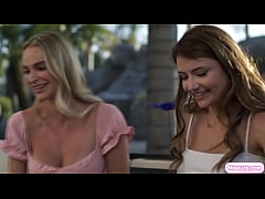  - Brunette lesbian babe ass licking her big tits best friend