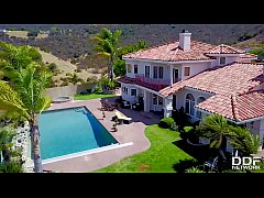  - Watch sexy hot babe Janice Griffith finger her shaved pussy by the pool