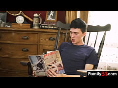  - The stepson is shocked at first but stepdad is horny!