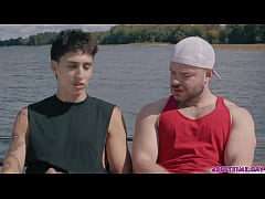  - Angel Elias and Marcus McNeil masturbating and fucking each other on a boat. Out in the open ocean there is no one who can see what how these naughty guys have sex!