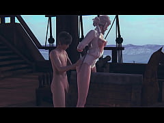  - Ciri from the Witcher 3 Wild hunt aka Ciri of Vengerberg humping wooden hourse until orgasm with her shaved pink pussy on a boat