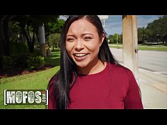  - Ebony chick drilled hard on POV camera gets cum in her mouth - MOFOS