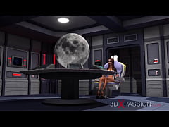  - Hot sex in the space station! Sci-fi hot shemale plays with a sexy girl
