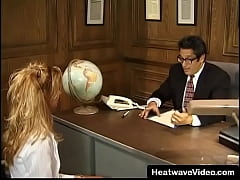  - A pretty coed needs to pass her geography class, so she stays after class to meet her teacher