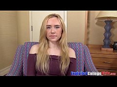  - Blonde coed Candy fed cum after having all holes exploited