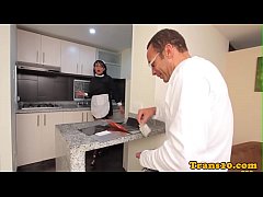  - Transsexual frenchmaid sucking and fucking